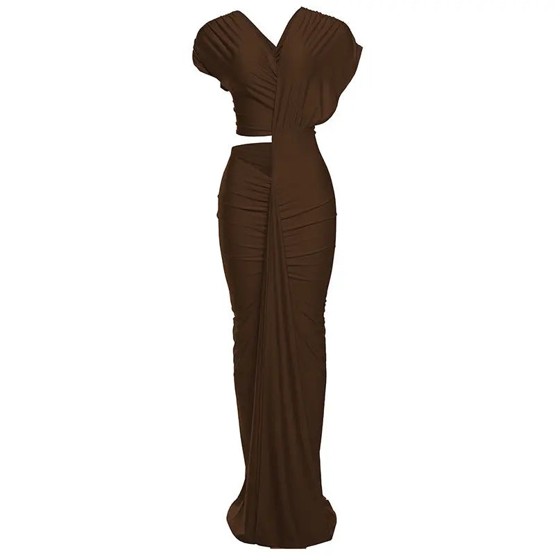 Winter Sexy Slim Fit Cropped Split Solid Color Sheath Dress Bella Mia