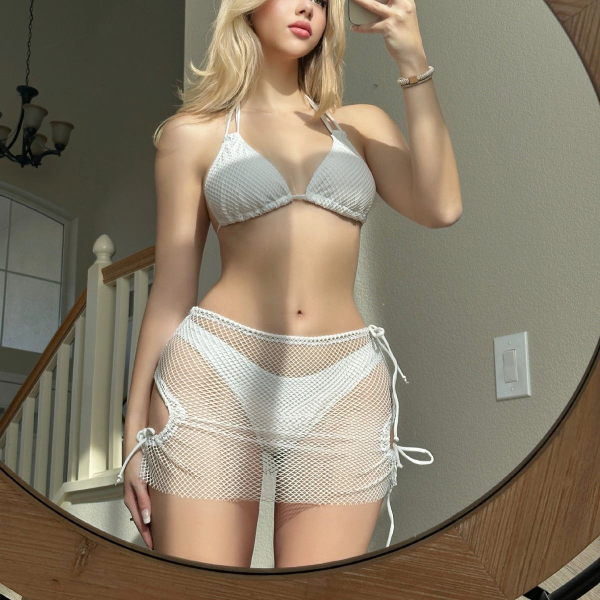 Organza Drawstring Swimsuit Three Piece Sets Swimwear Swimsuit Bikini Bella Mia