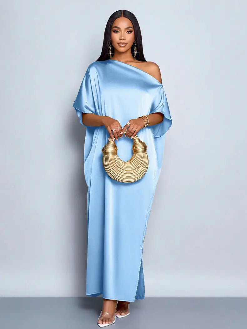 Women Clothing Early Autumn Satin Dress Yellow Satin Maxi Dress Bella Mia