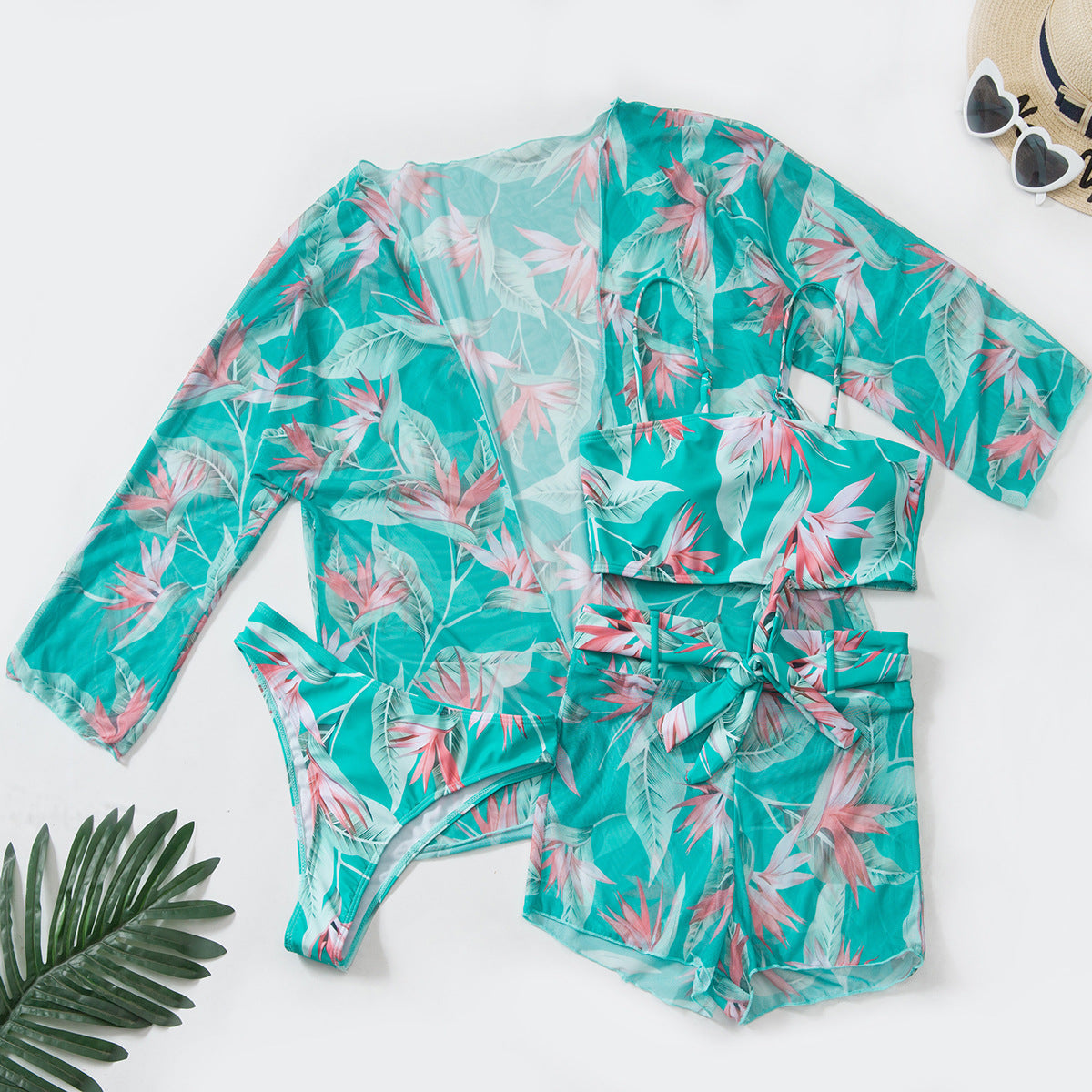 Swimsuit Women Split Three Piece Suit High Waist Long Sleeves Boxers Bikini Bella Mia