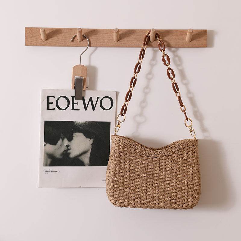 Fresh Purple Straw Bag Woven Bag Women Bag Shoulder Solid Color Straw Bag Seaside Vacation Beach Bag Bella Mia