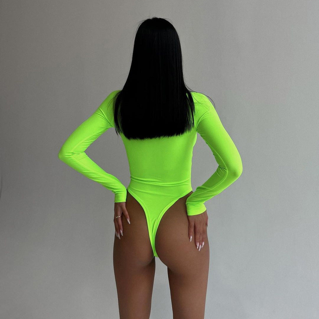 Summer Women Sexy Sexy Hollow Out Cutout out Strap Slim Solid Color Long Sleeve Jumpsuit Women Bella Mia