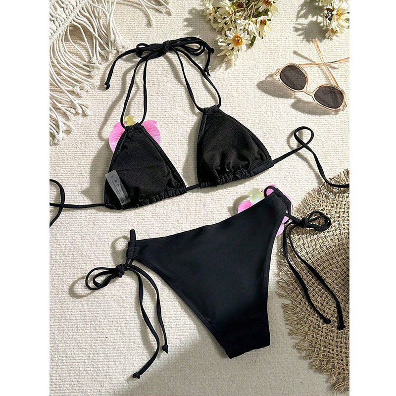 Bikini Bikini Lady Sexy Lace up Three Point Floral Split Swimsuit Bella Mia