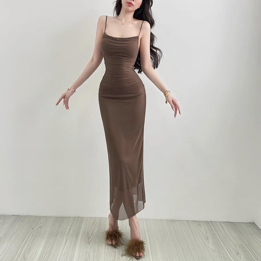 Summer Type Hip Elegant Sexy Straps Tulle Slim Fit Dress Women Bella Mia