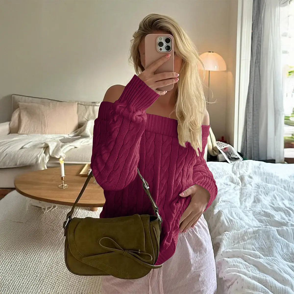 Women Clothing Autumn Winter Casual Office Solid Color Long Sleeve Vest Sweater Wool Bella Mia