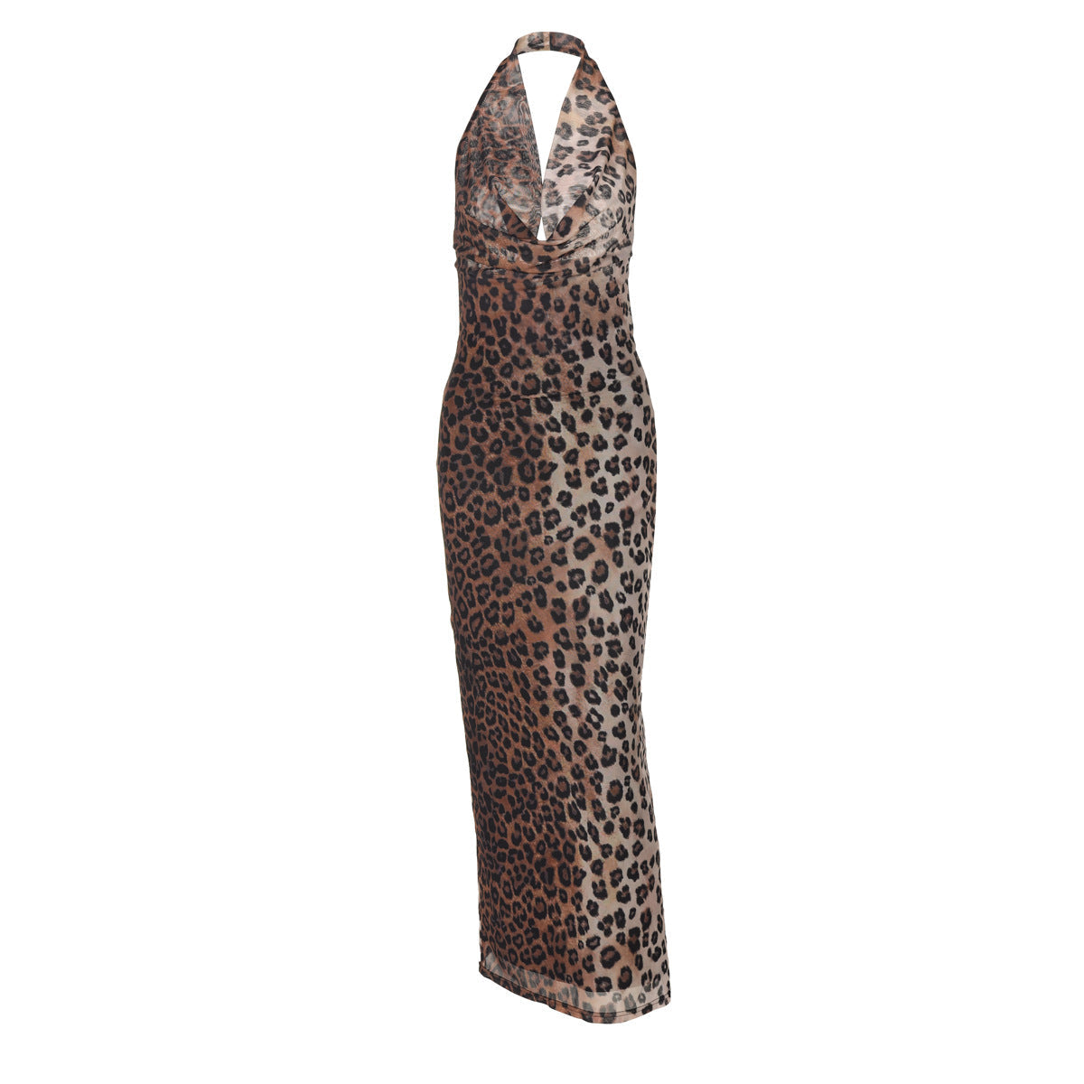 Women Wear Summer Sexy Backless Leopard Print Halter Sleeveless Dress Bella Mia