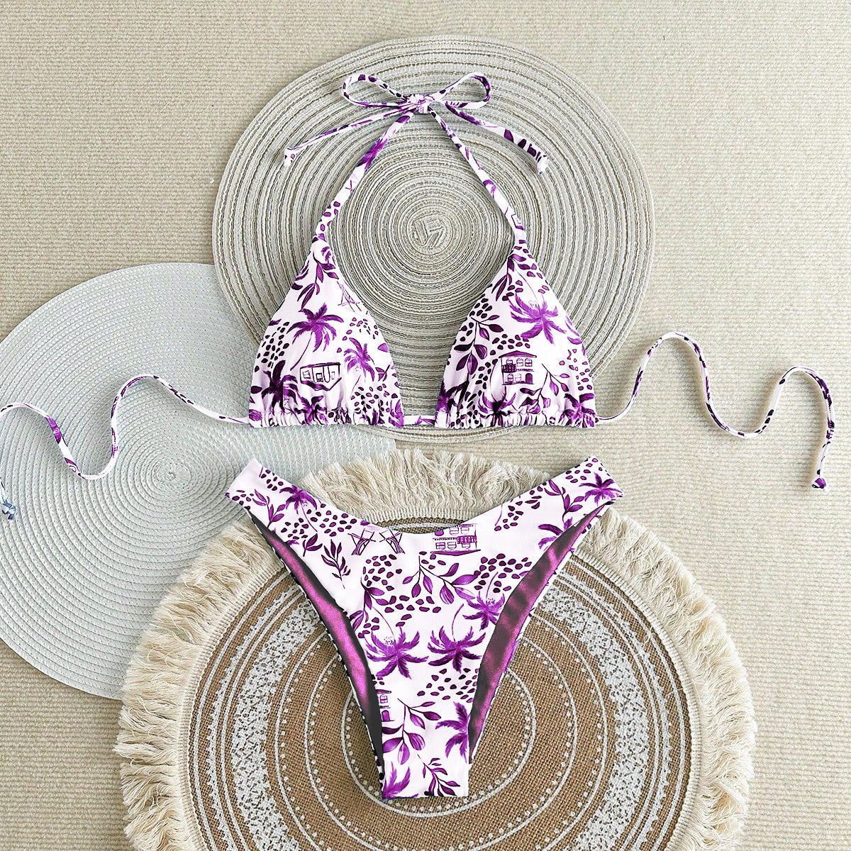 Split Swimsuit Sexy Women Fission Swimsuit Tropical Leaf Printed Swimsuit Bella Mia