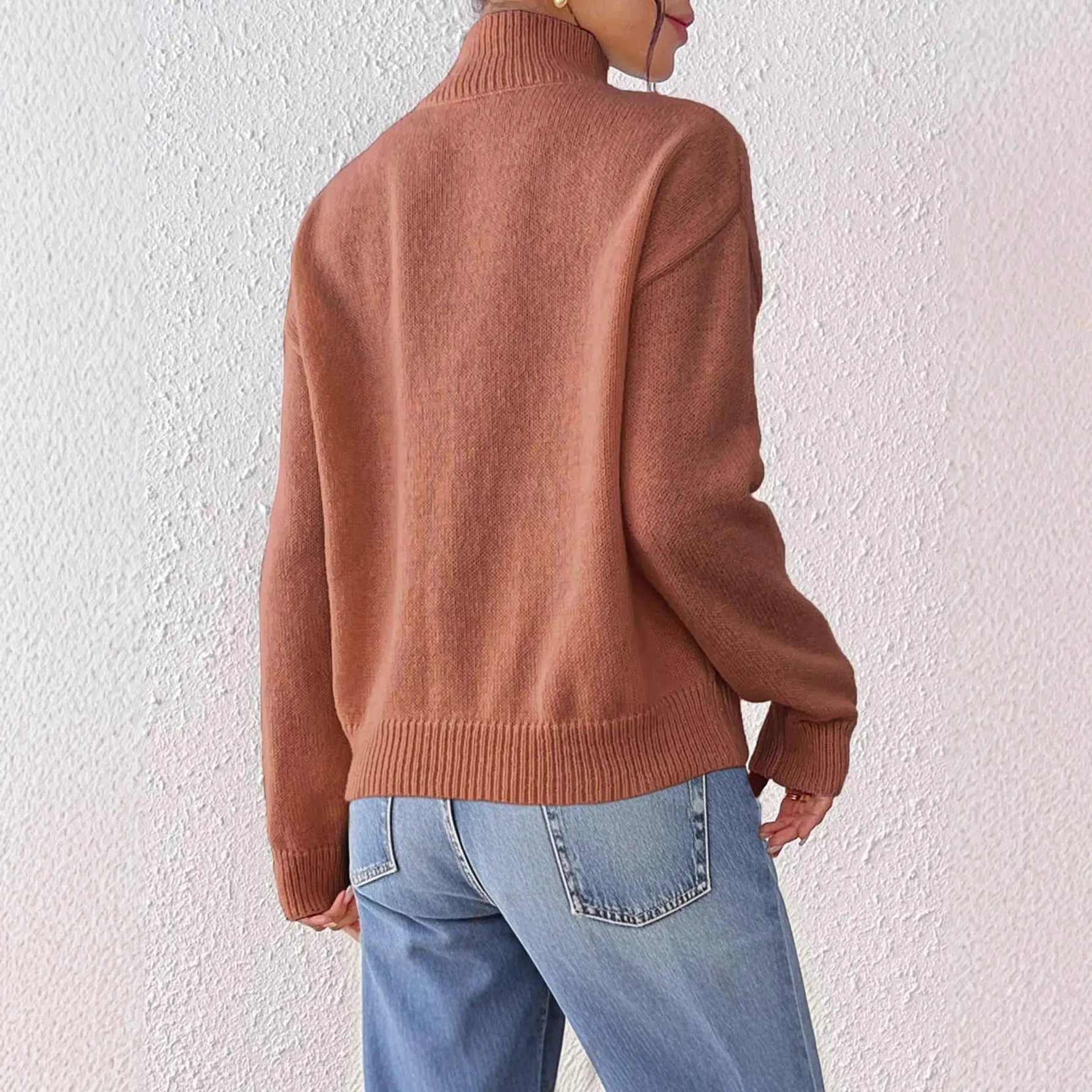 Women Clothing Personality Color Random Imitation Hand Crocheted Stitching Woven Top Pullover Sweater Bella Mia