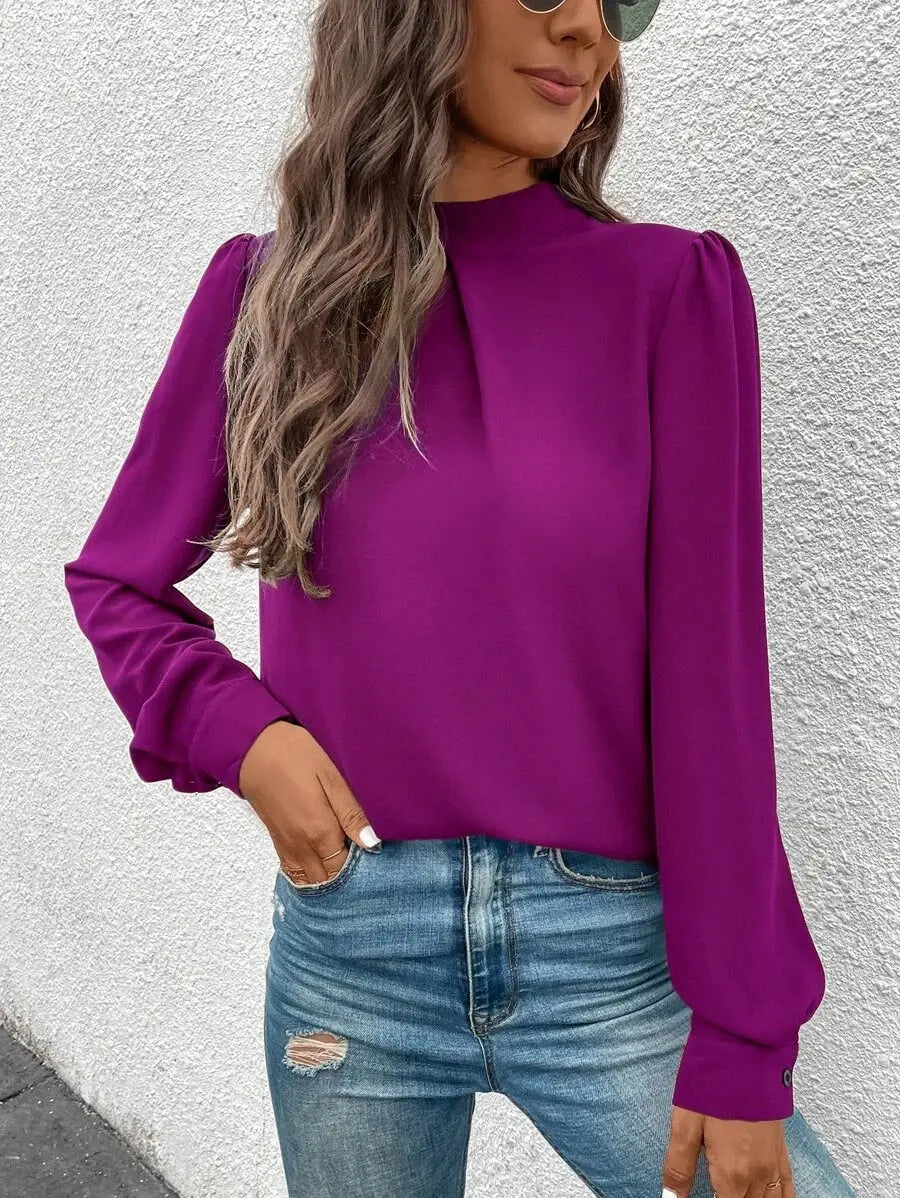 Women Clothing Spring Summer Long Sleeve Satin Top Shirt Bella Mia