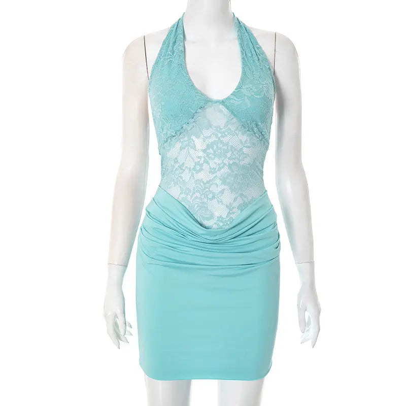 Women Clothing Summer Sexy Lace Stitching Hip Dress Bella Mia