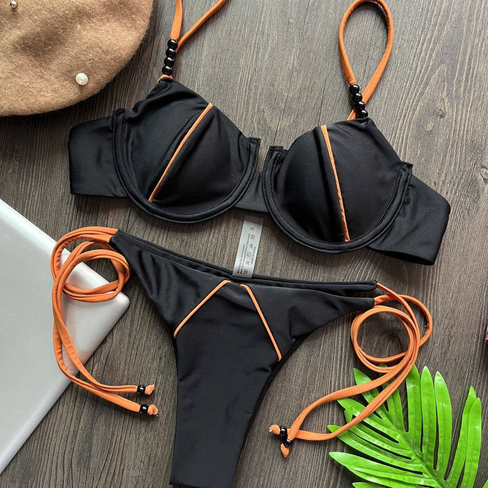 Sexy Two Pieces Swimsuit Patchwork Color Swimwear Women Bikini Bella Mia
