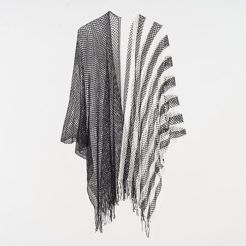 Sexy Mesh Sunscreen Striped Sunscreen Shawl Scarf Women Shawl Bella Mia