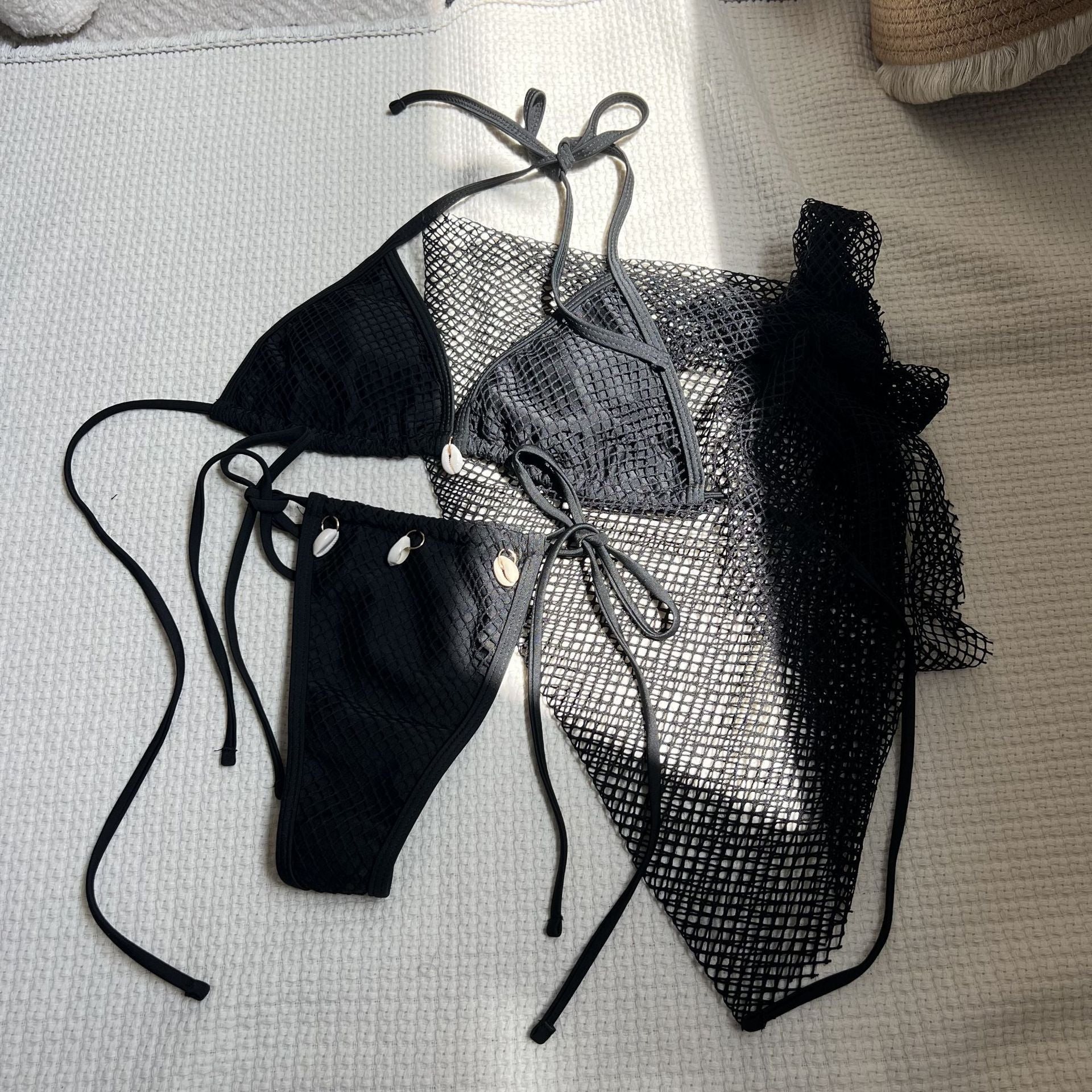 Fresh Sexy Wind Beach Shell Three Piece Net Swimwear Swimsuit Bikini Bikini Bella Mia