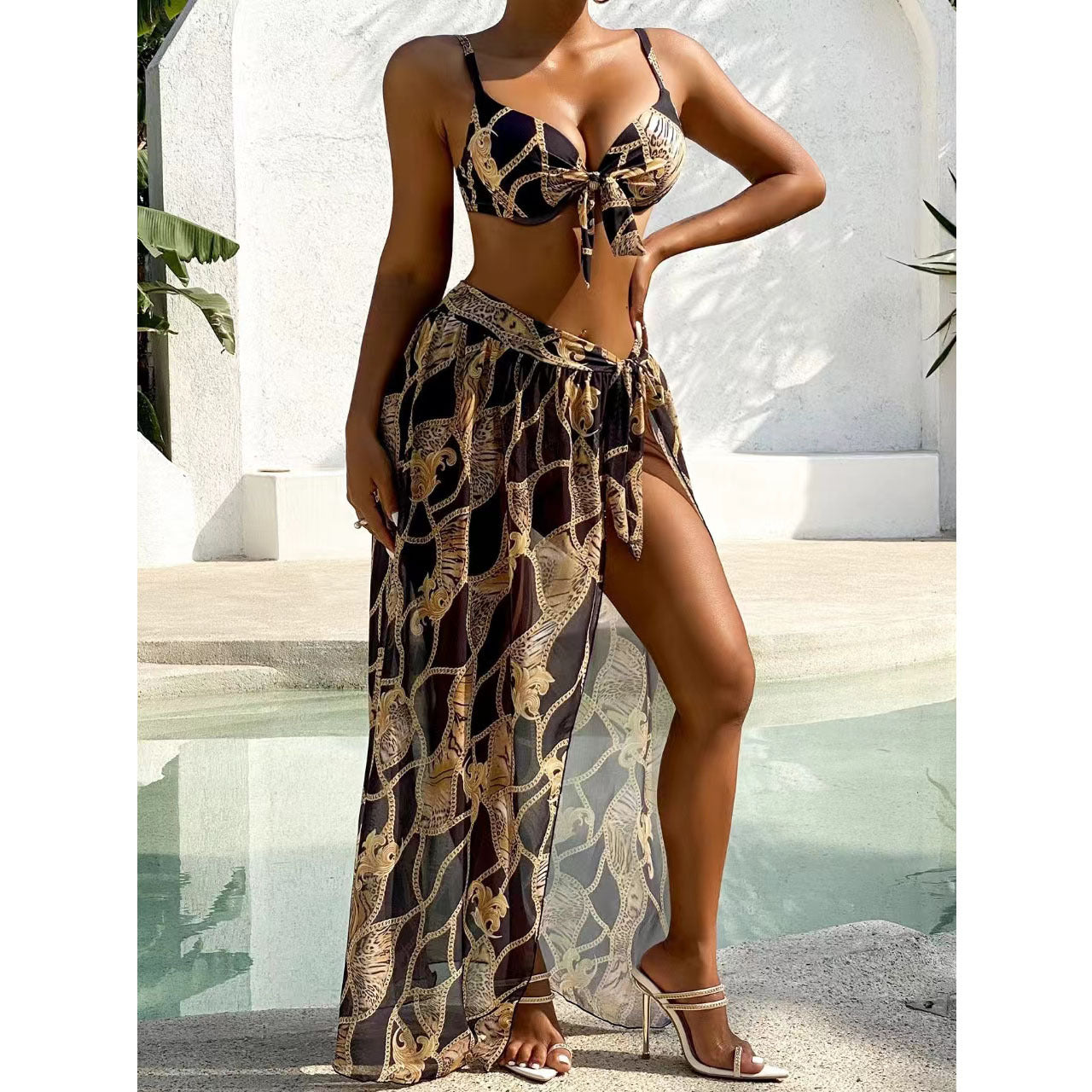Women Swimwear Color Printed Three Piece Set Bikini Bella Mia