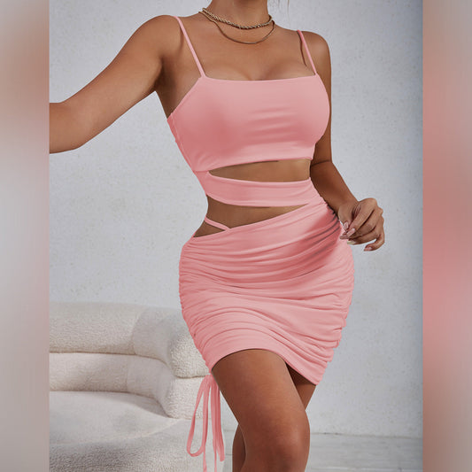 Summer Women Clothes Sexy Hollow Out Cutout out Camisole Pleated Dress Bella Mia