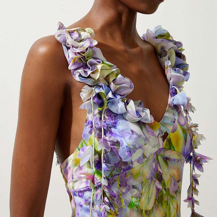 3D Floral Decorative Printed Tassel One Piece Swimsuit Women Clothes Bella Mia