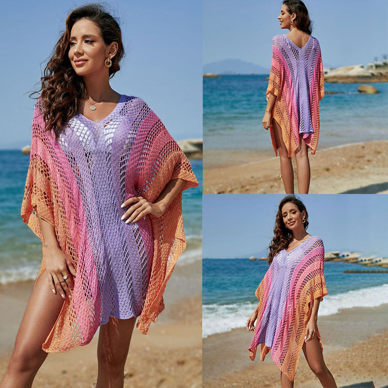 Women Hollow Out Cutout Knitted Sun Protection Shirt Bikini Swimsuit Outwear Overclothes Sexy Loose Pullover Beach Cover up Crochet hook Bella Mia