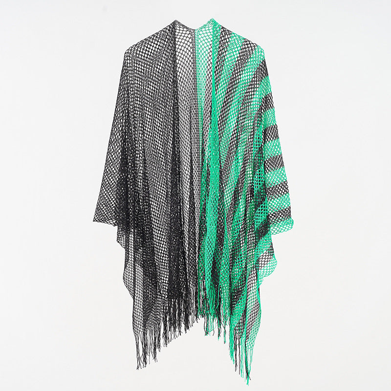 Sexy Mesh Sunscreen Striped Sunscreen Shawl Scarf Women Shawl Bella Mia