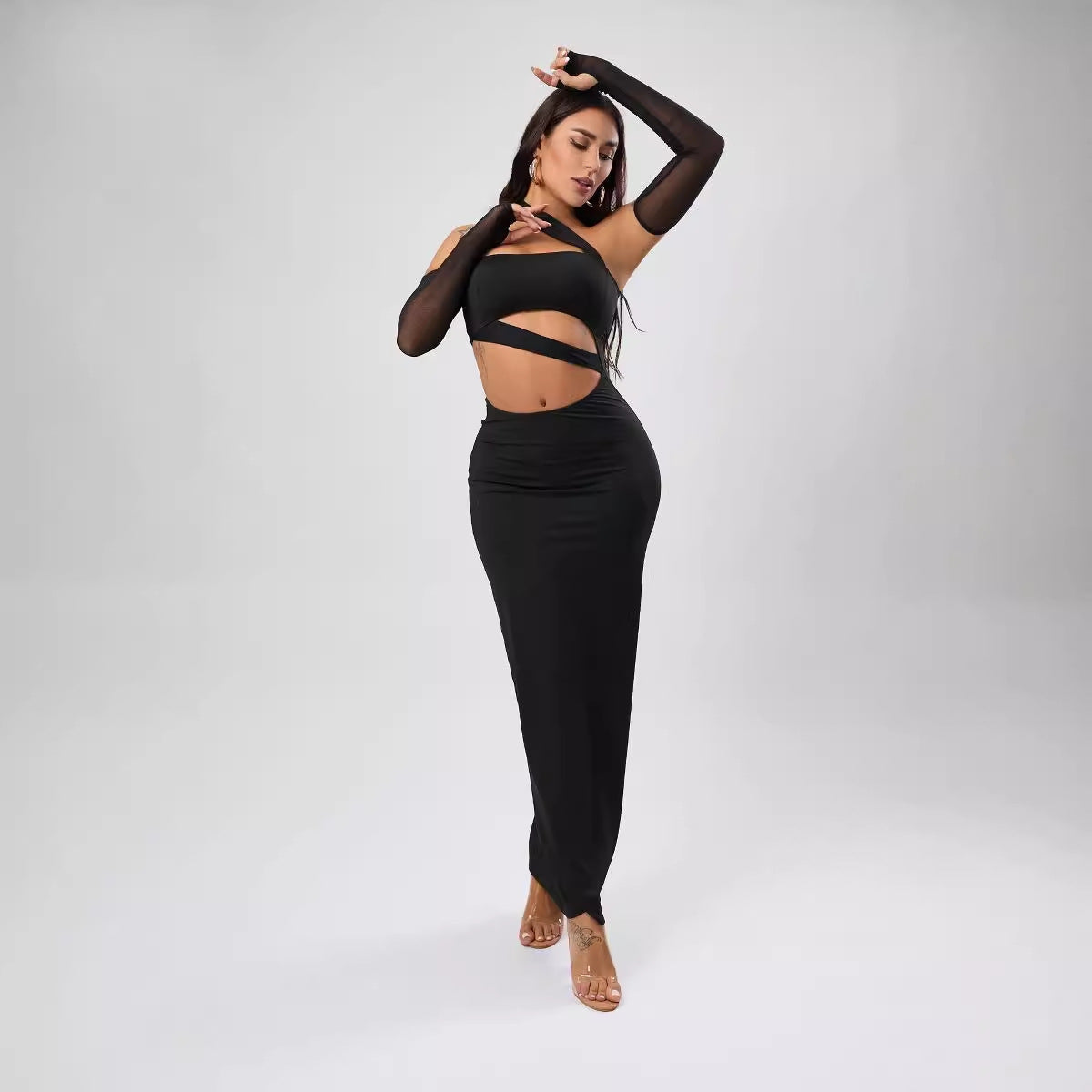 Tight Dress Angora Red Mesh Sexy Halter Wrapped Chest Sheath Dress Autumn Bella Mia