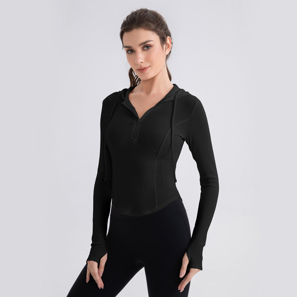 Women Cinched Hoodie Yoga Clothes Long Sleeve Slim Fit Slimming Workout Top Running Casual Sports Sweater Bella Mia