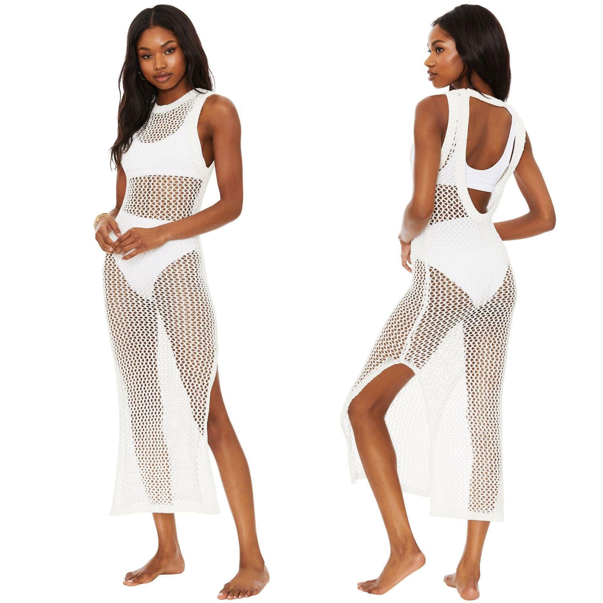 Beach Cover up Hollow Out Cutout Knitted Vest Vacation Skirt Bikini Cover Bella Mia