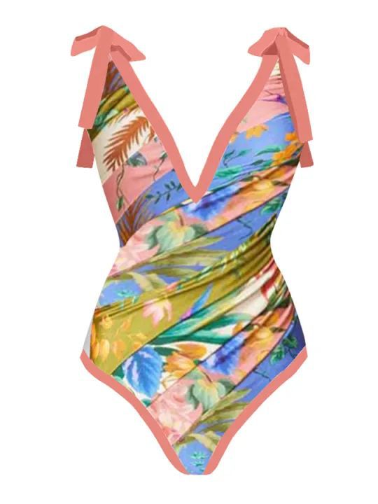 Sexy Siamese Conservative Cover Belly Thin Swimsuit Spring Bathing Suit Women Chiffon Beach Dress Bella Mia