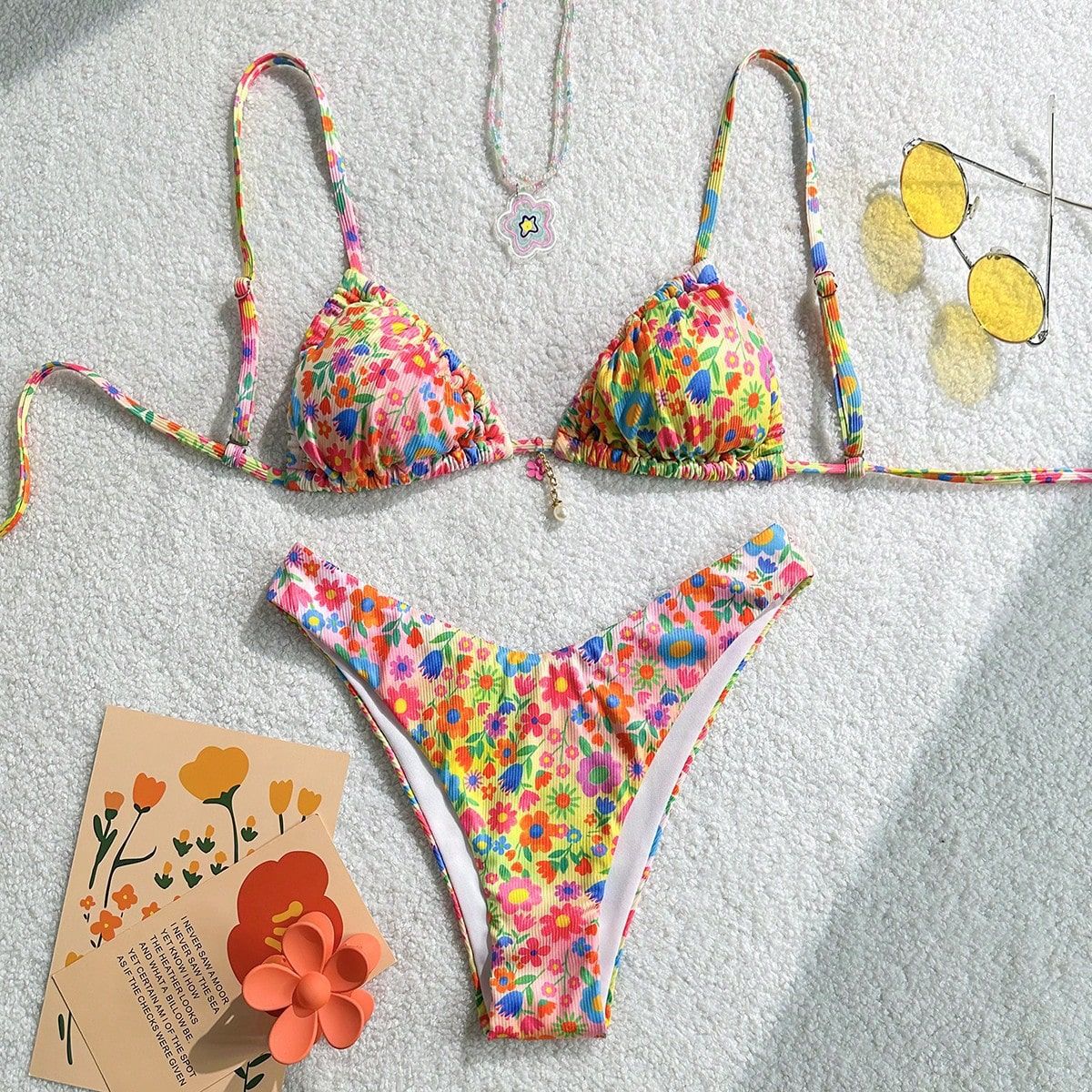 Bikini Small Floral Fresh Sexy Bikini Split Swimsuit Swimwear Women