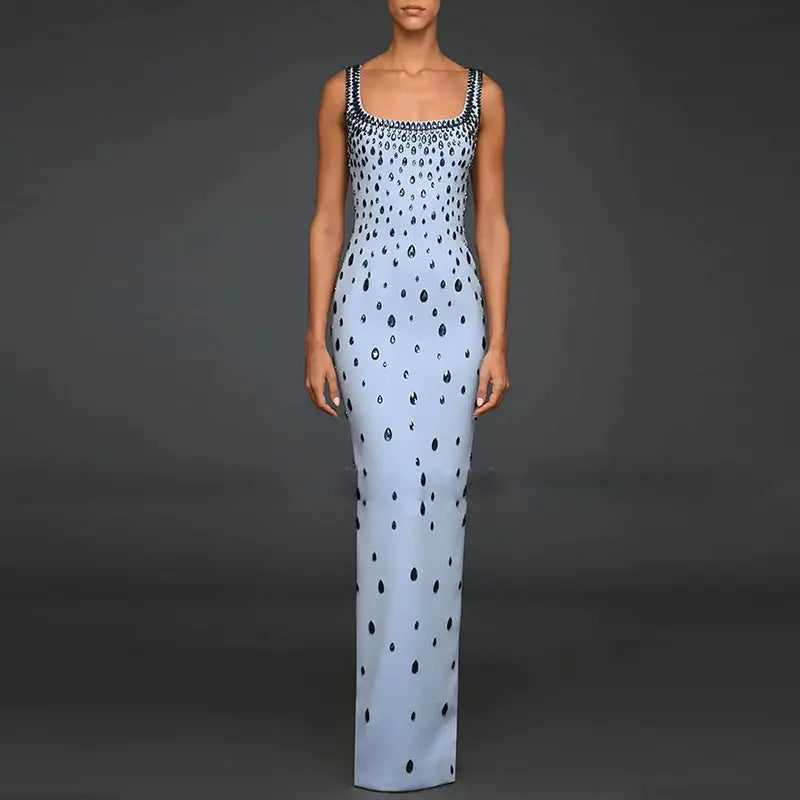 Star Heavy Industry Beads Diamond Elastic Vest Maxi Dress Maxi Dress Bella Mia