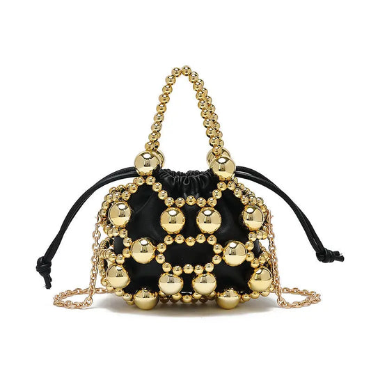 Special Interest Design Beaded Bag Fashionable All Match Exquisite Hollow Out Cutout Beads Woven Bag High Grade Portable Shoulder Messenger Bag Bella Mia