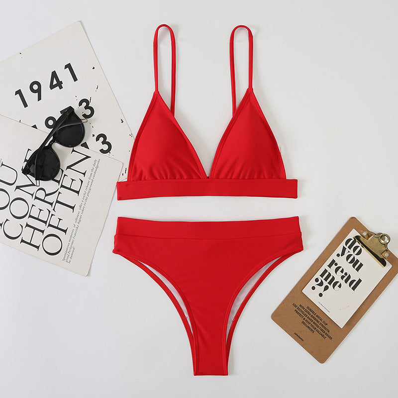 Lady Sexy Split Backless Strap High Waist Bikini Multi Color Beach Swimsuit Bella Mia