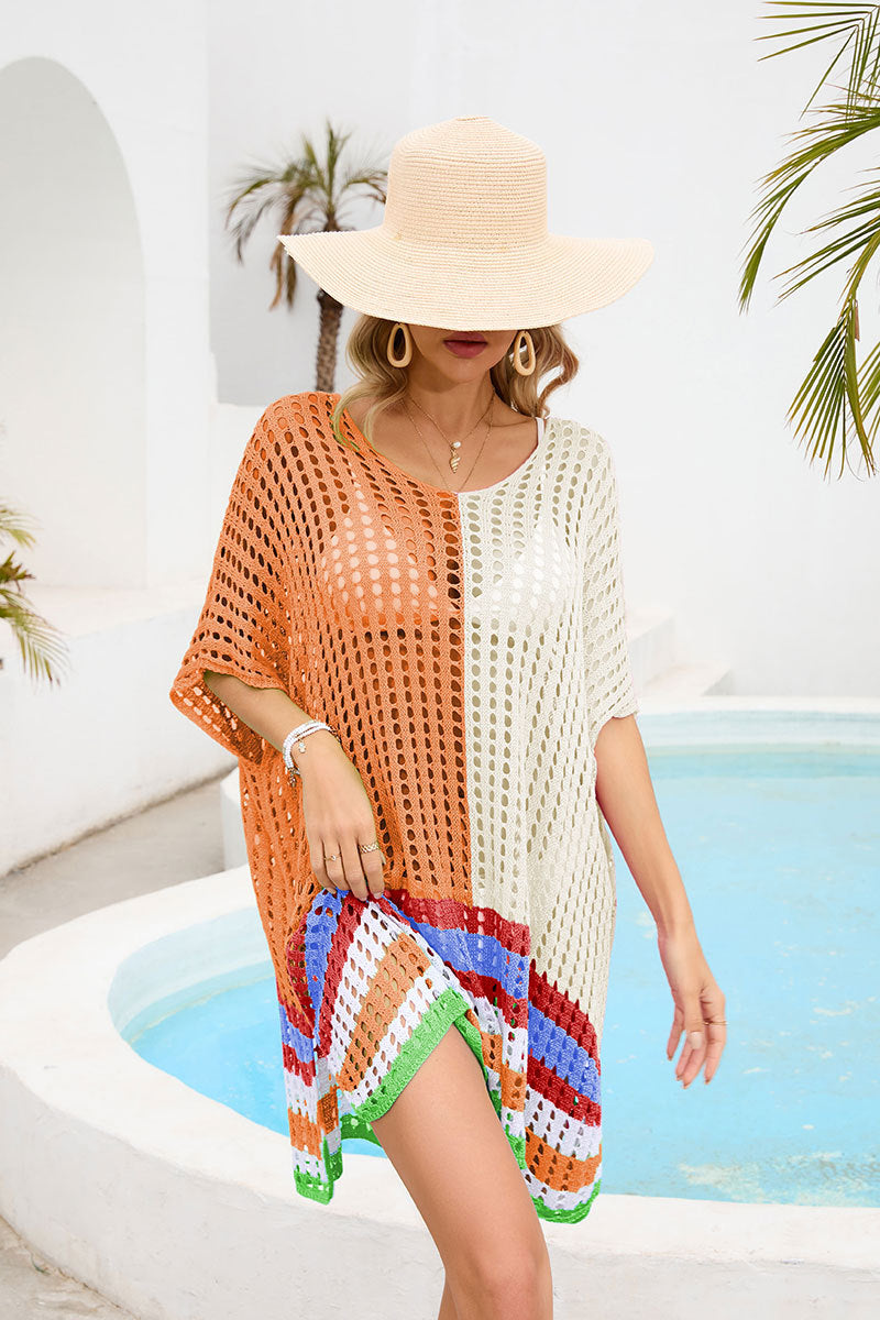 Summer Women Patchwork Cutout out Beach Dress Loose Beach Cover Up Women Bella Mia