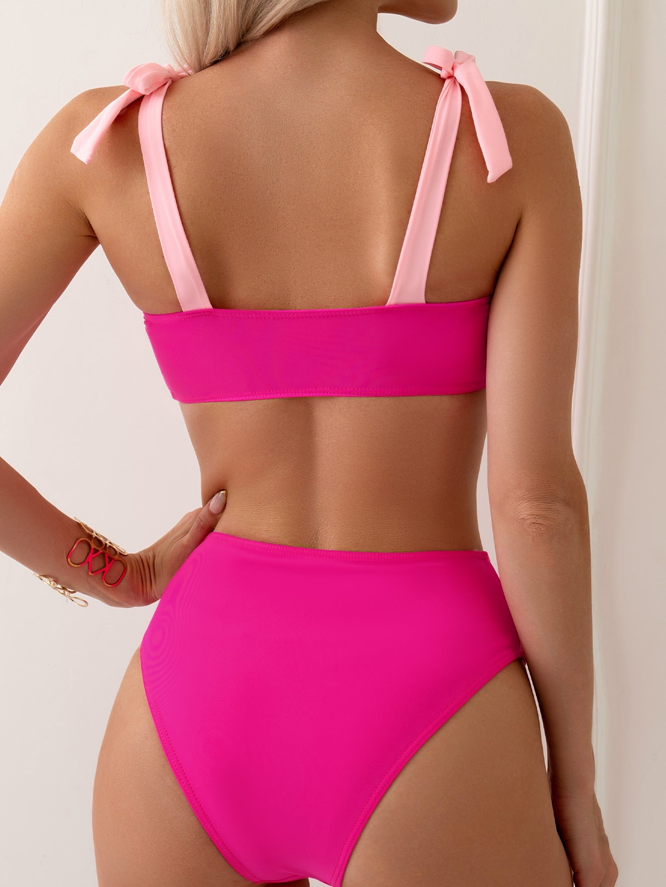 Swimsuit Women Strap Color Matching Bikini High Waist Swimwear Swimsuit