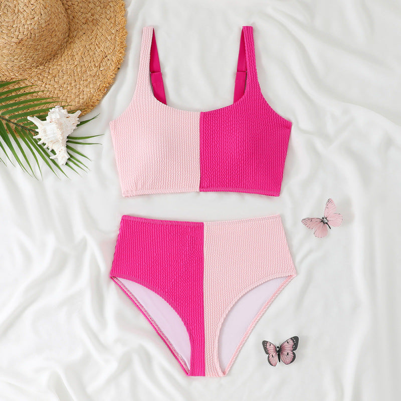 Swimwear Women Split Solid Color Sexy High Waist Bikini Swimsuit Bella Mia