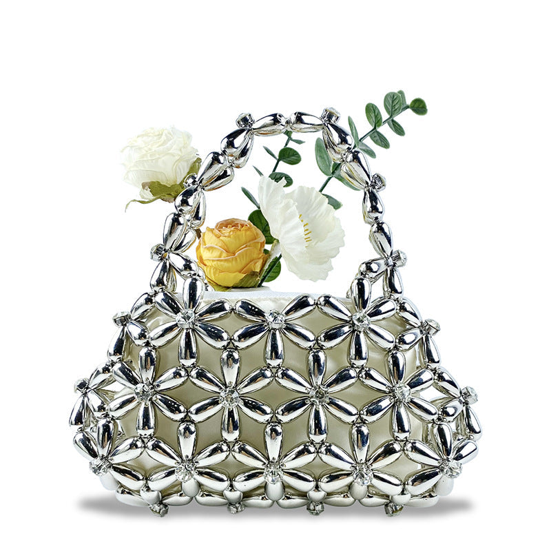 Summer Handbag Mini Bag Beaded Diamond Bag Woven Mobile Phone Bag Daily Casual Travel Bella Mia