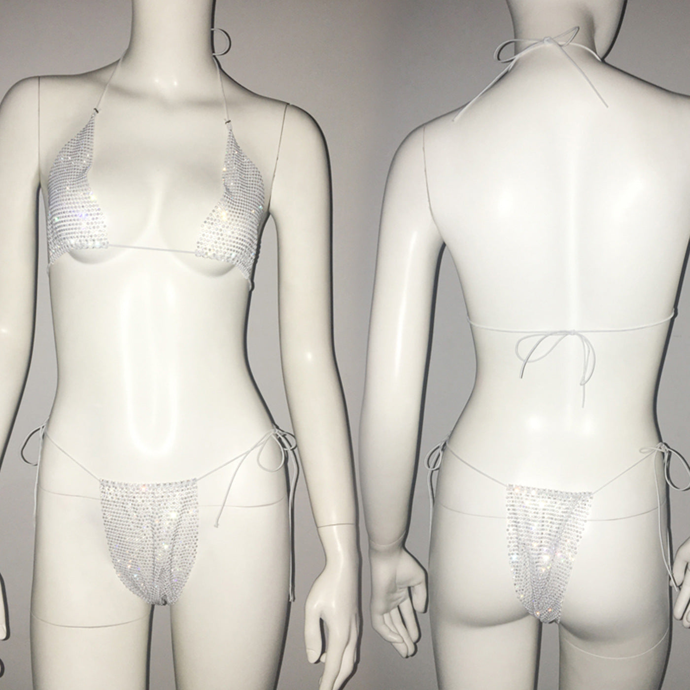 Women Clothing Rhinestone Bikini Set Carnival Sexy Lace Up Outdoor Beach Split Swimsuit Bella Mia