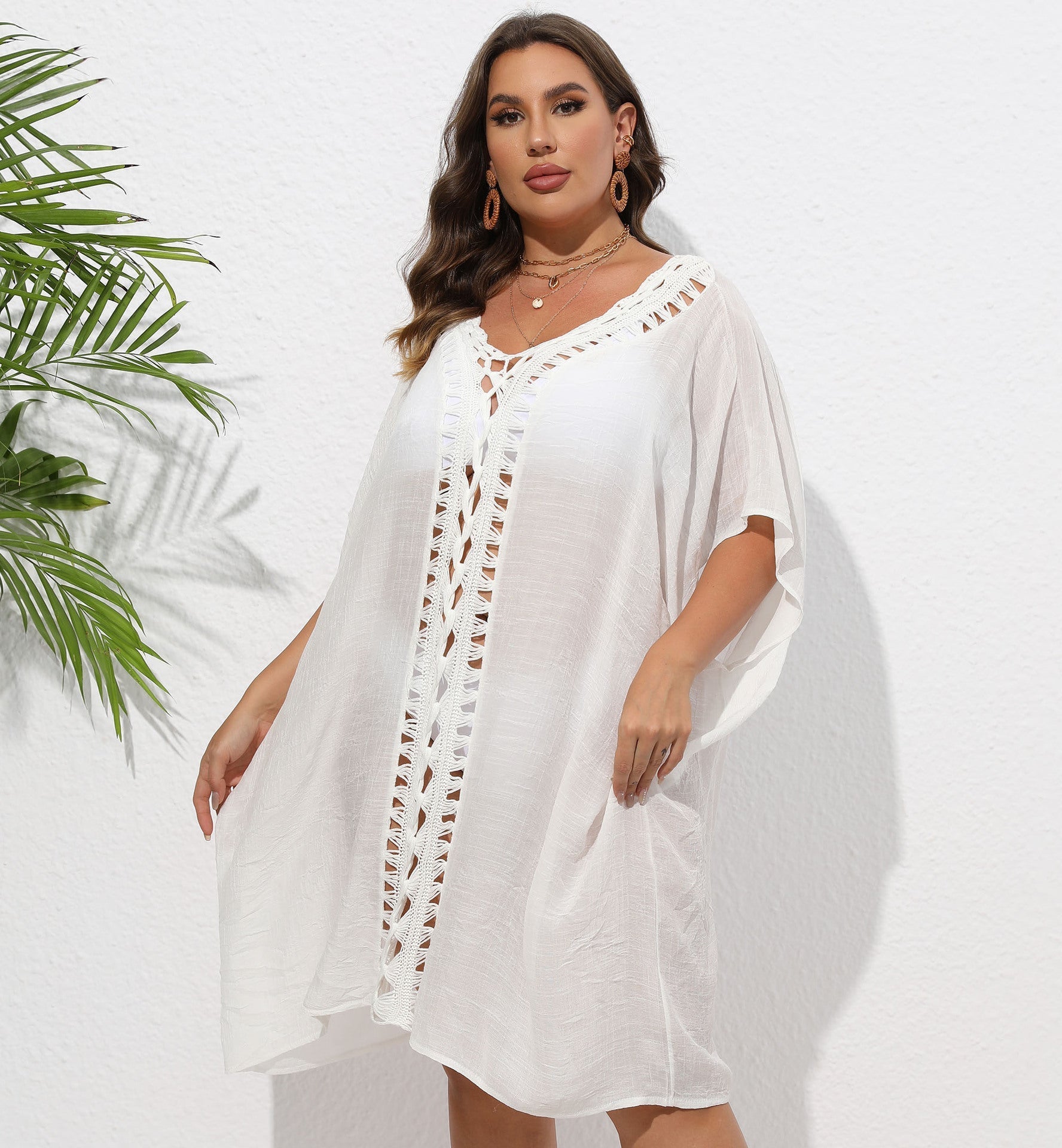 Women Dress Women Clothes Crochet Stitching Loose Beach Bikini Cover Up Blouse Bella Mia