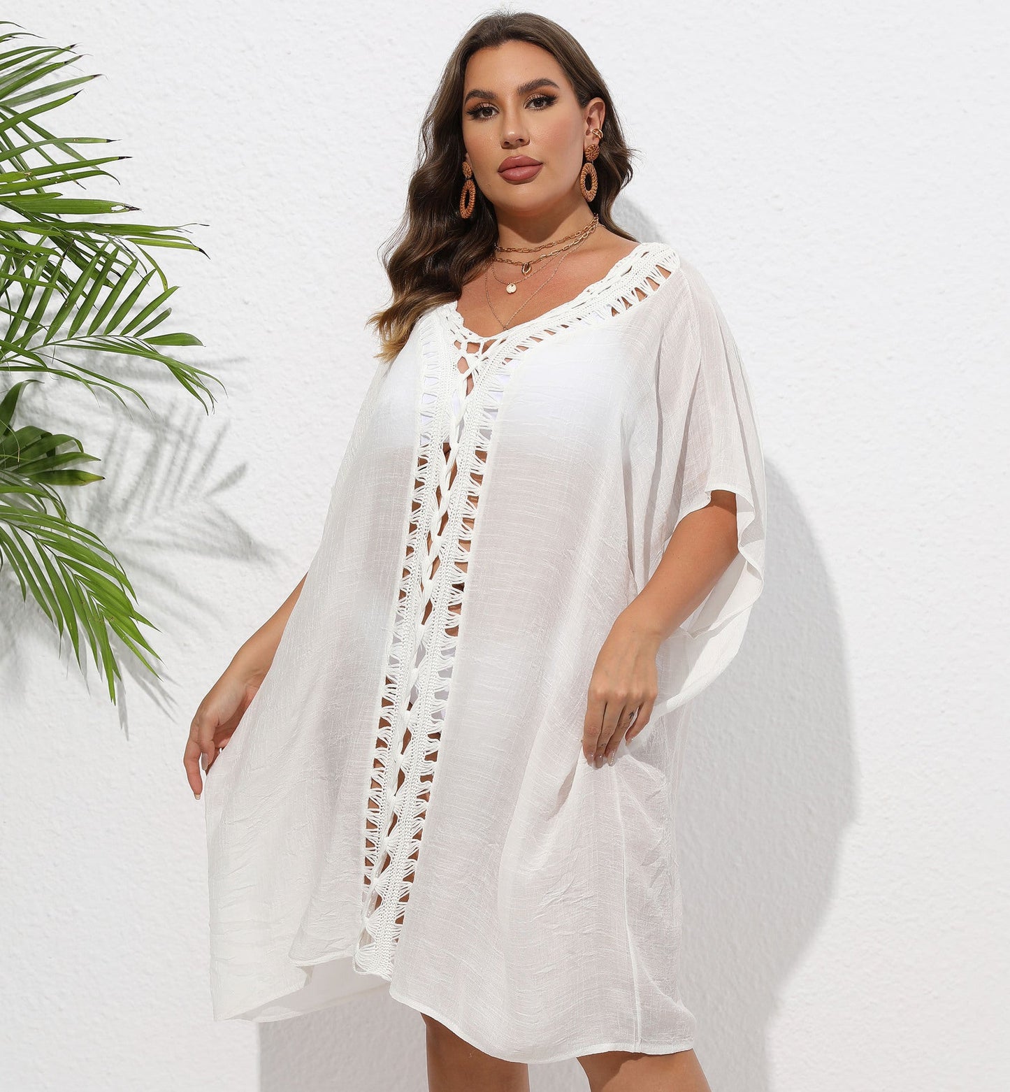 Women Dress Women Clothes Crochet Stitching Loose Beach Bikini Cover Up Blouse