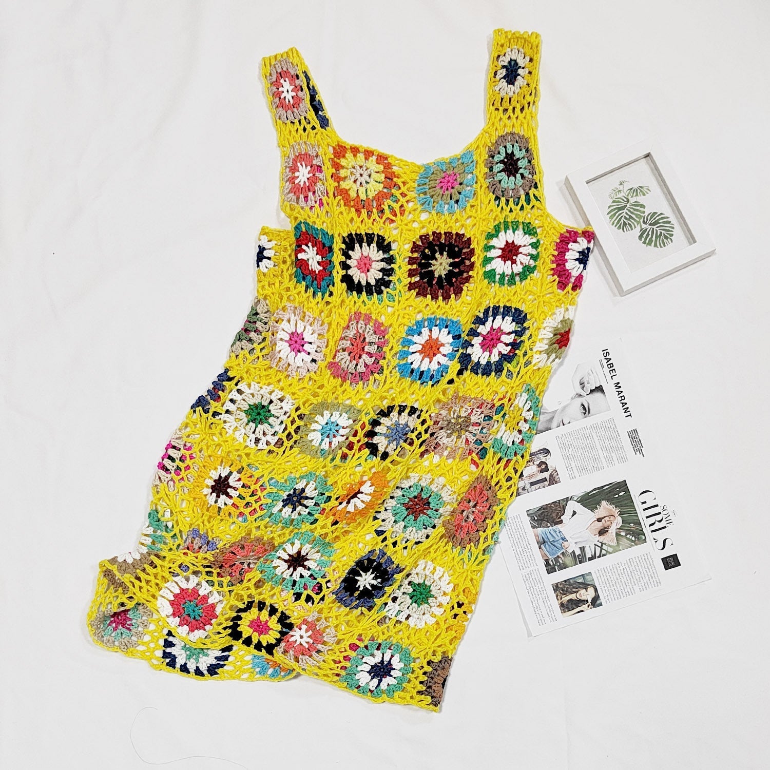 Bohemian Vacation Beach Handmade Crocheted Hollow Out Cutout out Suspender Sexy Rhombus Plaid Vest Bella Mia