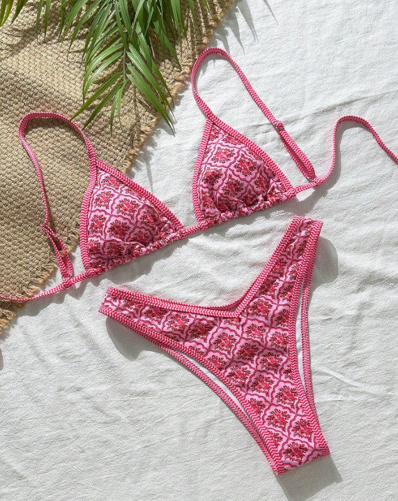 Women Seperated Swimwear Split Swimsuit Lace up Sexy Print Women Bikini Bella Mia