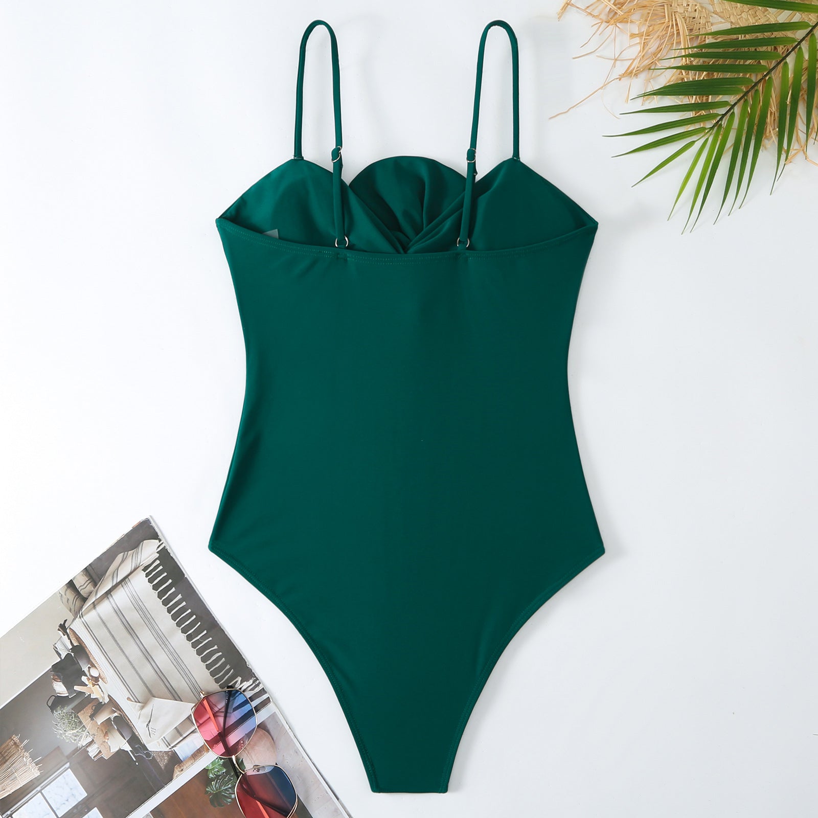 Bow Solid Color One Piece Women Swimwear Suit French Retro Cover Belly Slimming Swimsuit Bella Mia