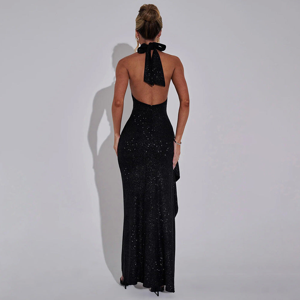 Sexy Women Wear Autumn Sexy Sleeveless Halter Backless Slim Fit Slit Dress Bella Mia