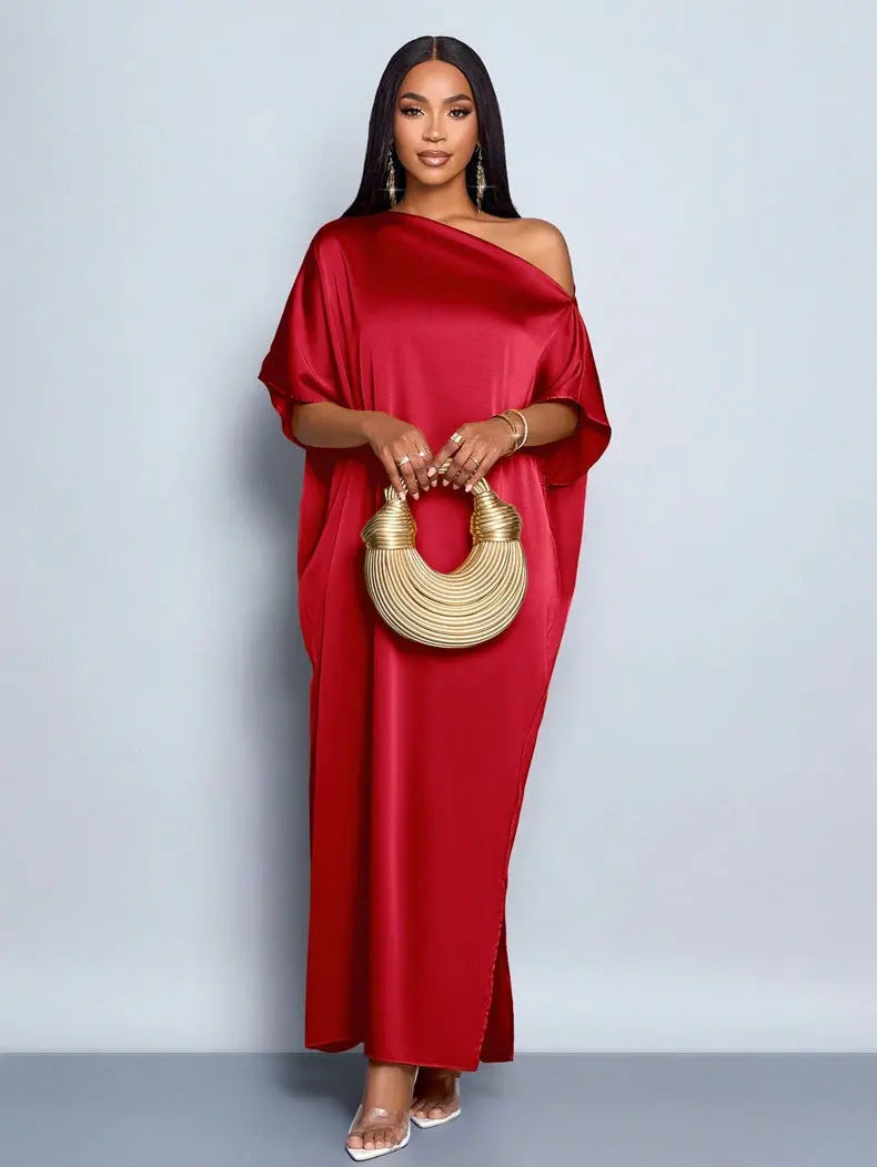 Women Clothing Early Autumn Satin Dress Yellow Satin Maxi Dress Bella Mia