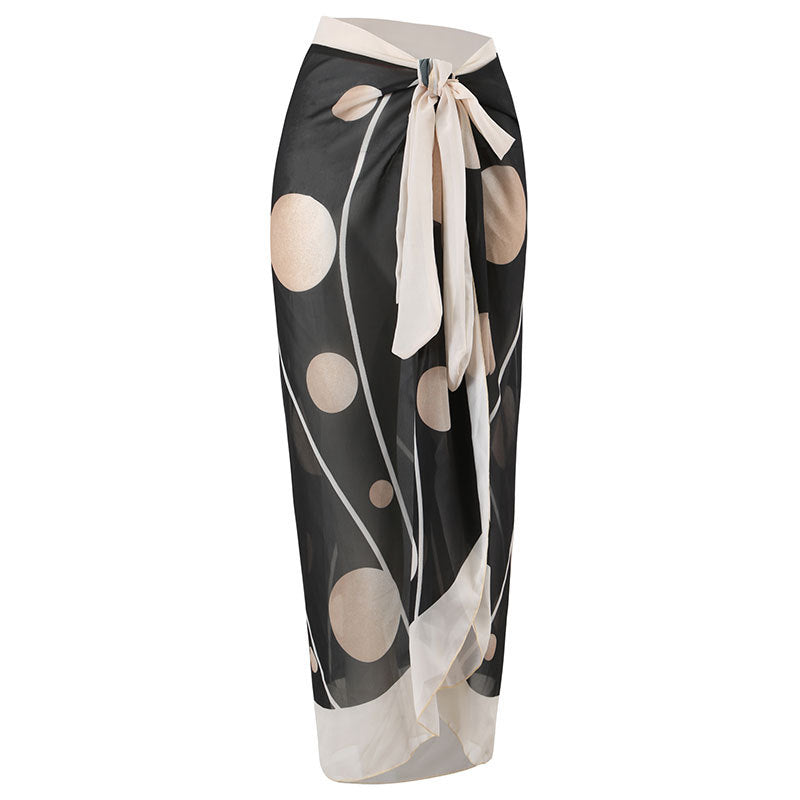 Sexy Swimsuit Women Conservative Cover Belly Lace Up Swimsuit Spring Chiffon Beach Skirt Set Bella Mia