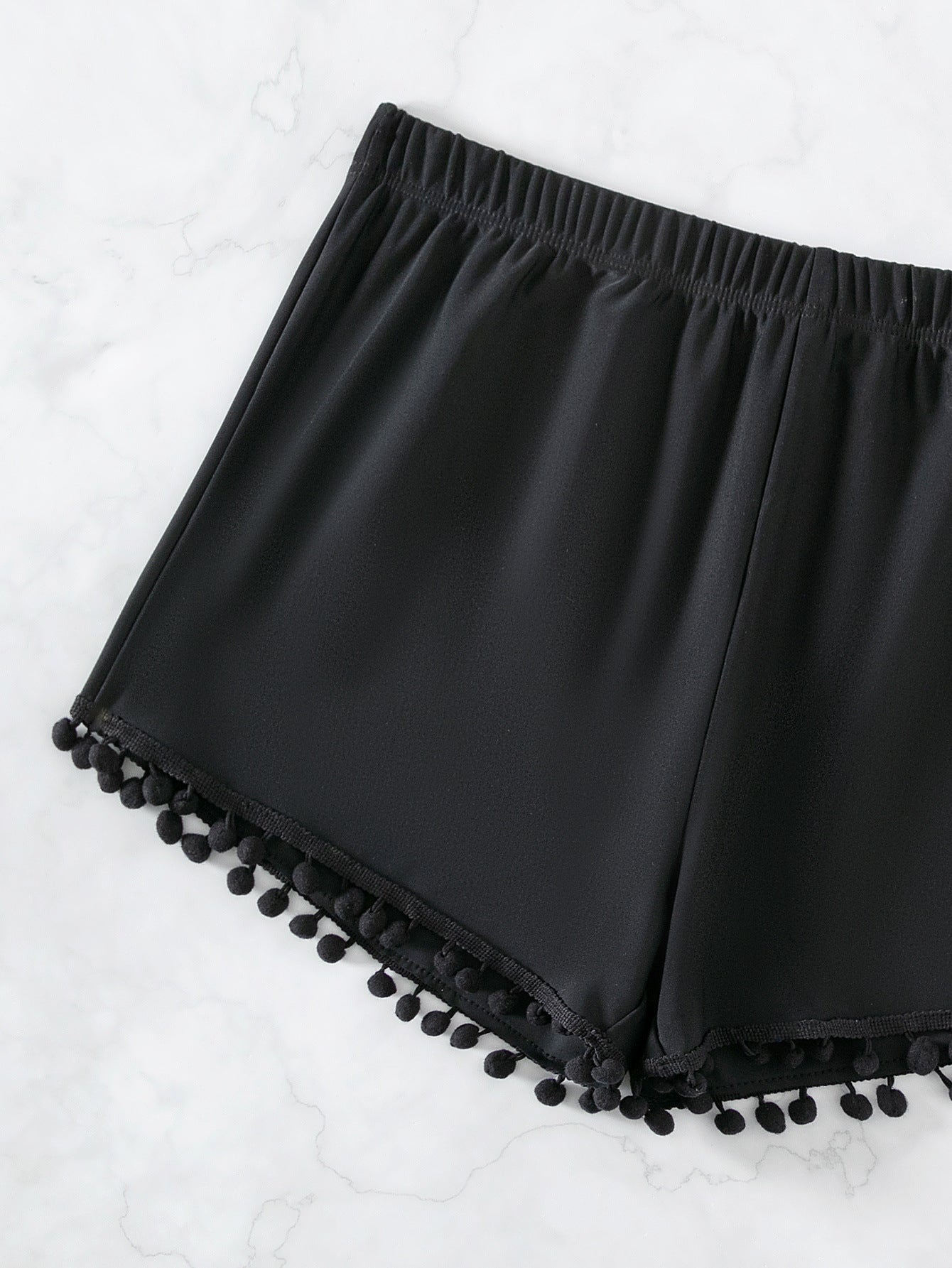 Solid Color Swimming Trunks Beach Boyshorts Cute Fur Ball Swimsuit Swimwear Women Bella Mia