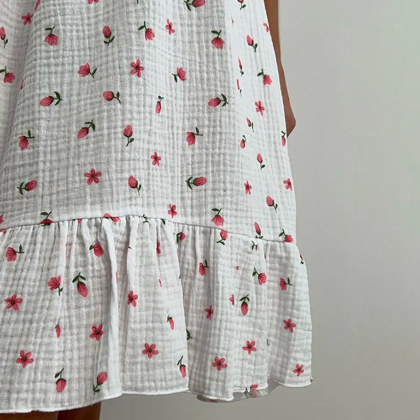 Summer Sling Cotton Printed Nightdress Homewear Pajamas Women Outerwear Bella Mia