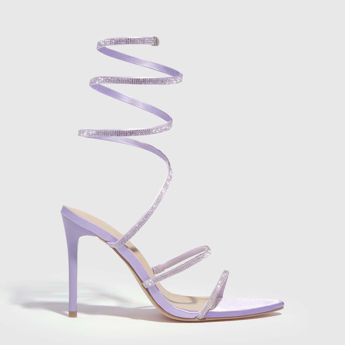 4 Colors Summer High Heel Pointed Sandals Women Heels 11cm Metal Toe Holder Rhinestone Lace up Women Shoes Bella Mia