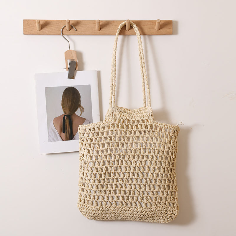 One Shoulder Hollow Out Cutout out Straw Bag Special Interest Design Straw Bag Woven Bag Vacation Beach Bag Women Bag Bella Mia