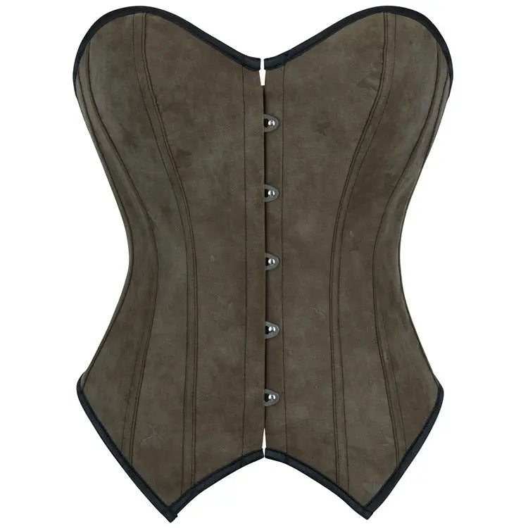 Brown Lace Free Vintage Corset Top With Boning And Hook Closures Bella Mia