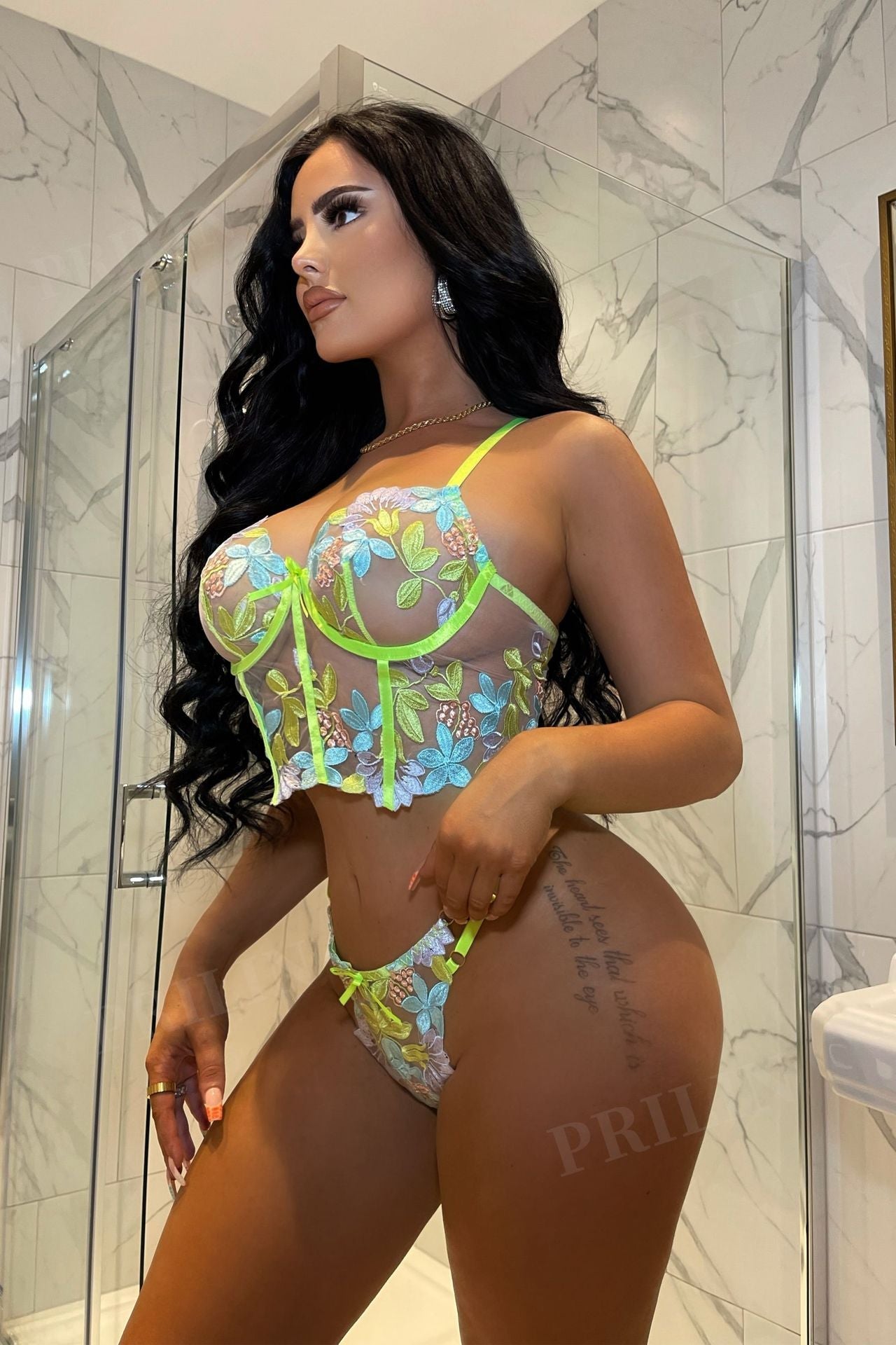 Sexy See-through Mesh Forest Embroidery Garter Sexy Suit Bella Mia