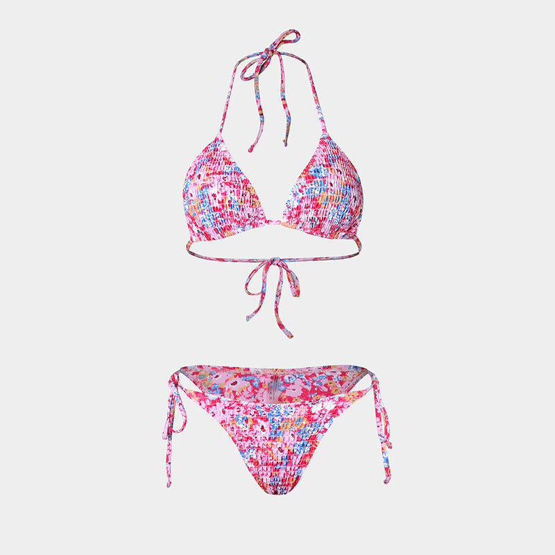 Printed Bikini Three Piece Gauze Skirt Split Sexy Vacation Bikini Swimsuit Bella Mia